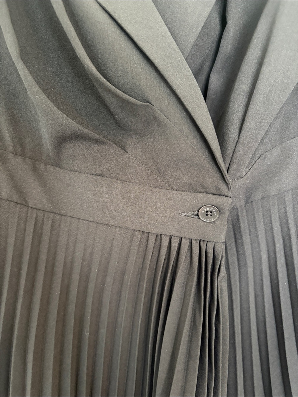 Sandro Dual-material long-sleeved dress US 6 - Picture 9 of 13